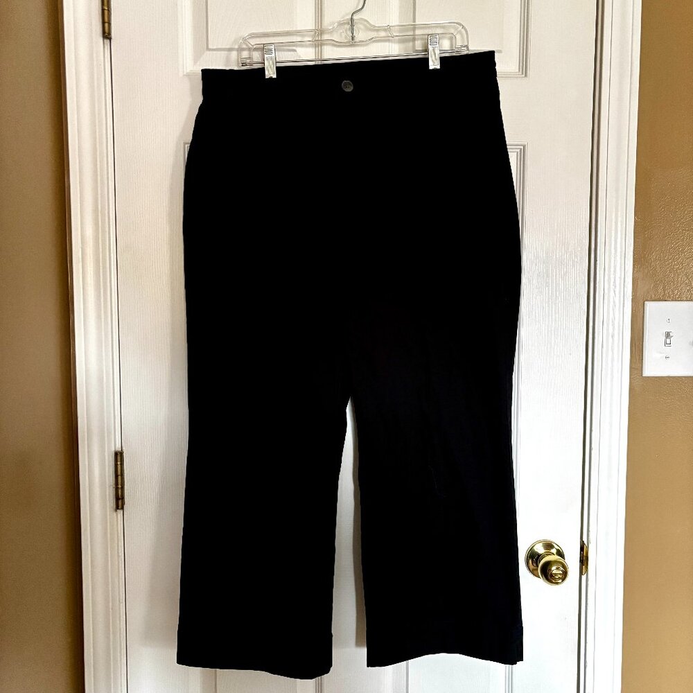 Old Navy Women’s High-Rise Wide-Leg Pants Sz 16 Black Stretch Cotton Chino
